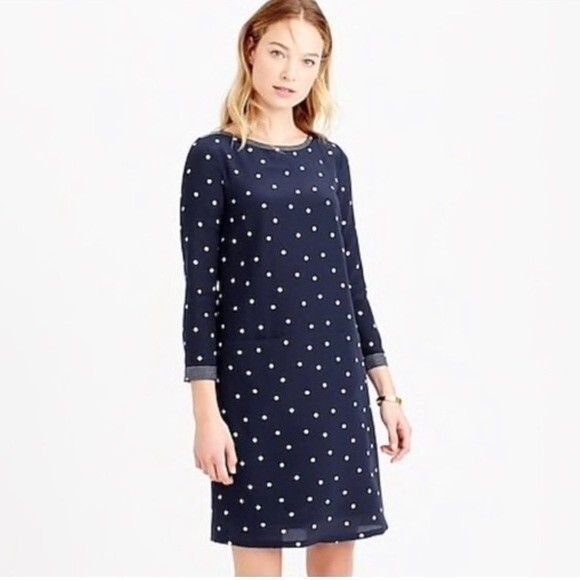 J. Crew Silk Shift Dress in Polka Dot‎ 0 - Picture 1 of 8